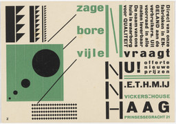 Piet Zwart. Advertisement for Vickers House, The Hague. 1923