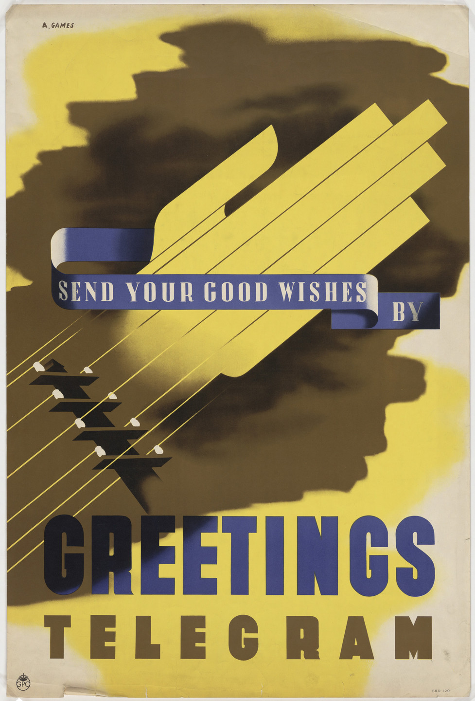 Abram Games. Send Your Good Wishes by Greetings Telegram. c. 1939-43