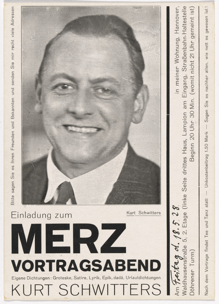 Postcard invitation for Merz lecture evening (Merz Vortragsabend)