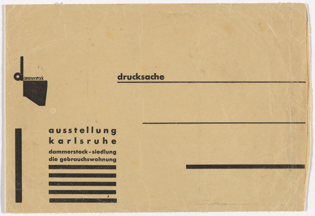 Stationery envelope for the exhibition Dammerstock Housing Estate: The Functional Dwelling (Dammerstock-Siedlung: Die Gebrauchswohnung)