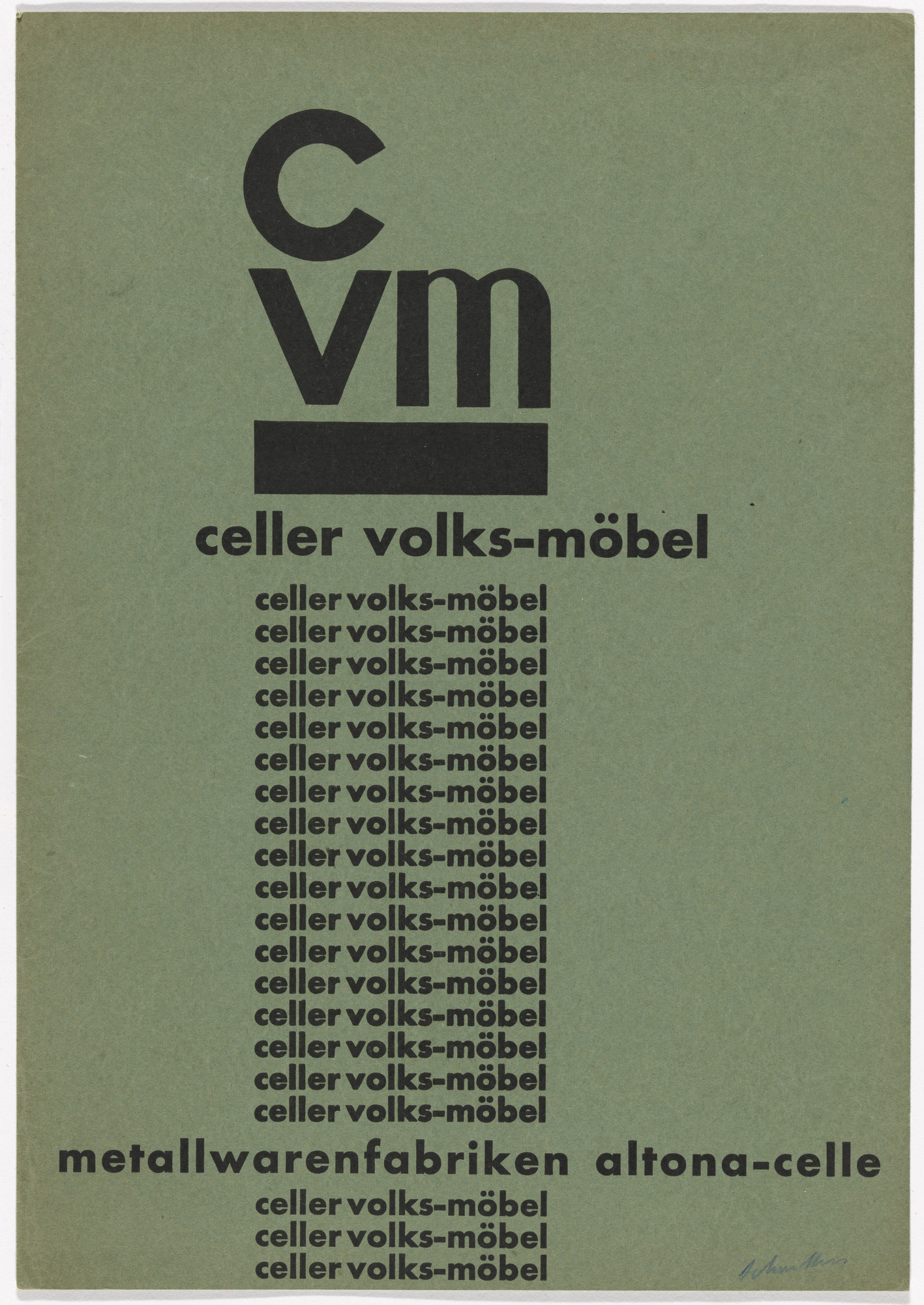 Kurt Schwitters. Advertisement for Celle People’s Furniture, Metalwares Factories (Celler Volks-Möbel, Metallwarenfabriken)