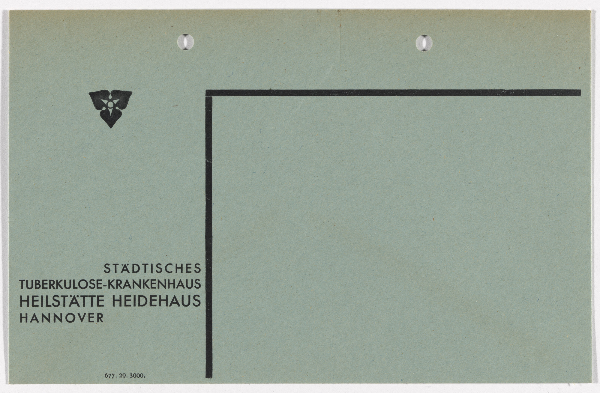Kurt Schwitters. Stationery envelope for the State Tuberculosis Hospital, Sanitorium Heidehaus (Städtisches Tuberkulosekrankenhaus Heilstätte Heidehaus)