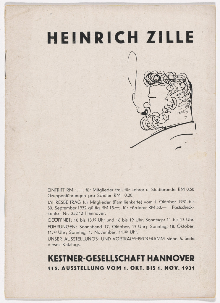 Catalogue for the exhibition Heinrich Zille at the Kestner-Gesellschaft, Hannover