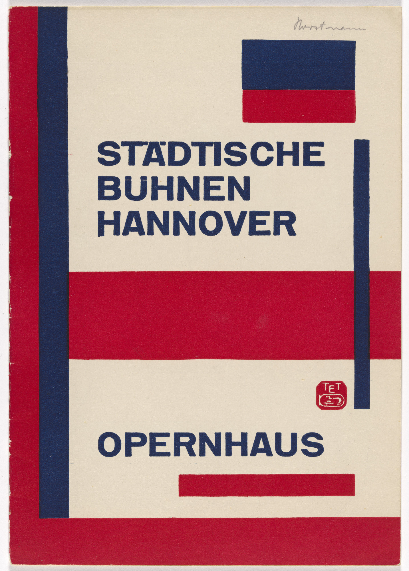 Kurt Schwitters. Newsletter for the Hannover Municipal Theaters Opera House (Städtische Bühnen Hannover, Opernhaus)