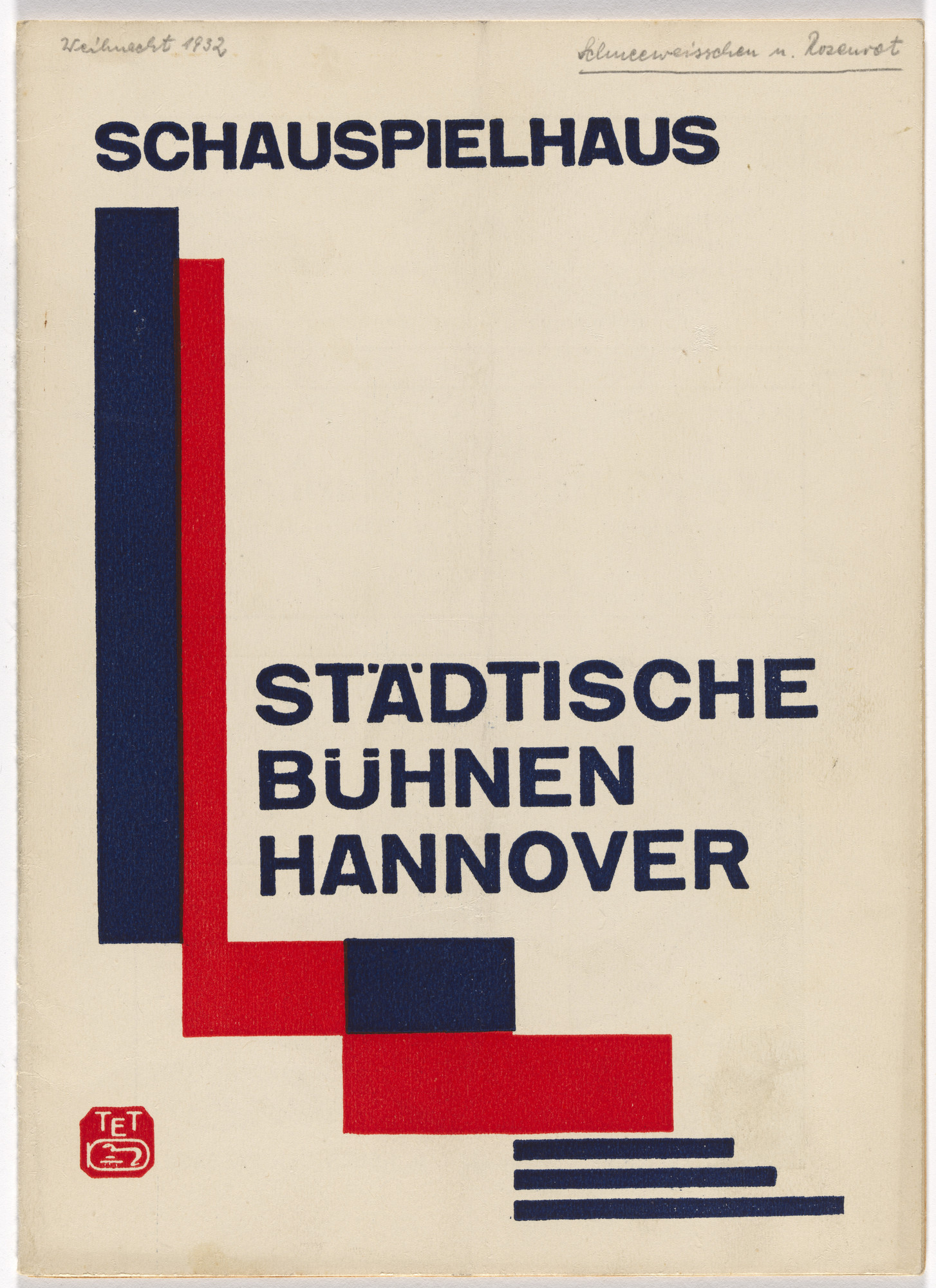 Kurt Schwitters. Newsletter for the Hannover Municipal Theaters Playhouse (Städtische Bühnen Hannover, Schauspielhaus)
