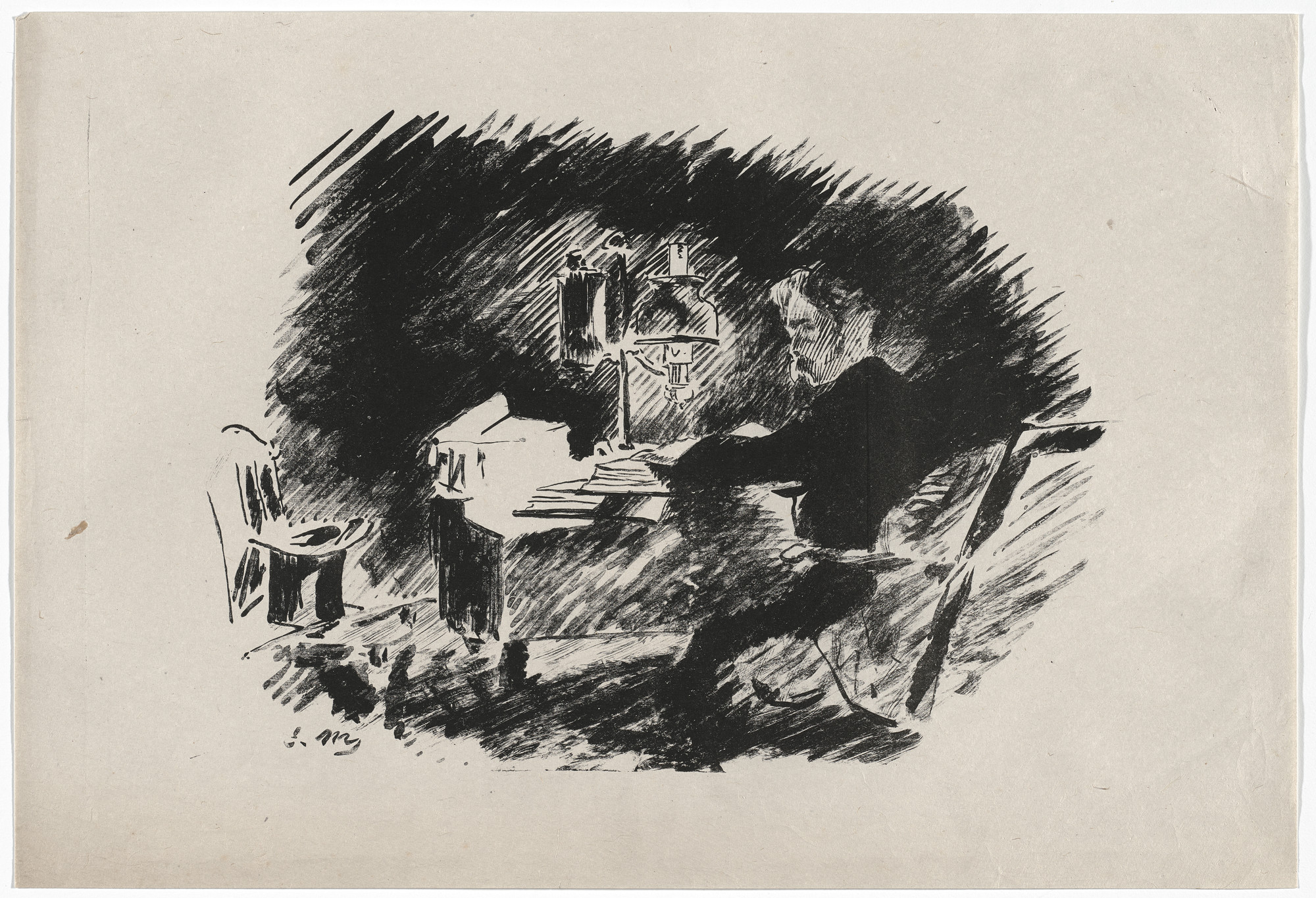Édouard Manet. Sous la lampe (Under the Lamp) (plate 1) from Le Corbeau (The Raven). 1875