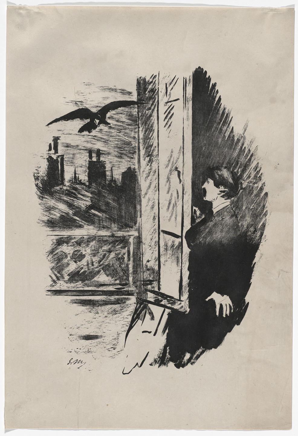 Édouard Manet. A la fenêtre (At the Window) (plate 2) from Le Corbeau (The Raven). 1875