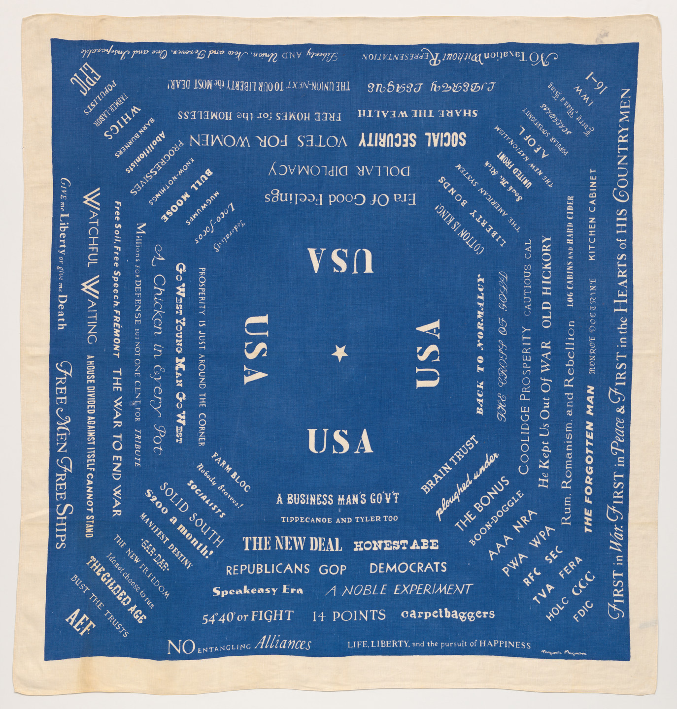 Marguerita Mergentime. Food for Thought tablecloth. c. 1936