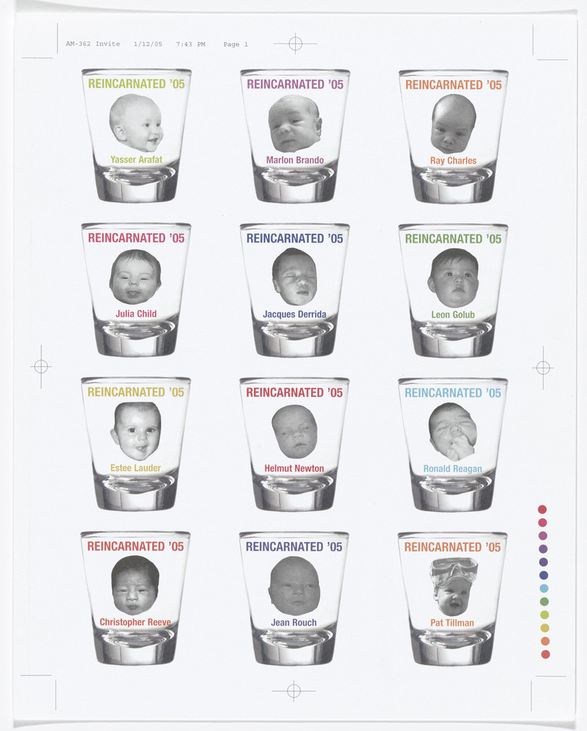 Announcement card for New Designs: Birth, Death and Abortion, Andrew Roth, Inc., New York, February 3–March 5, 2005