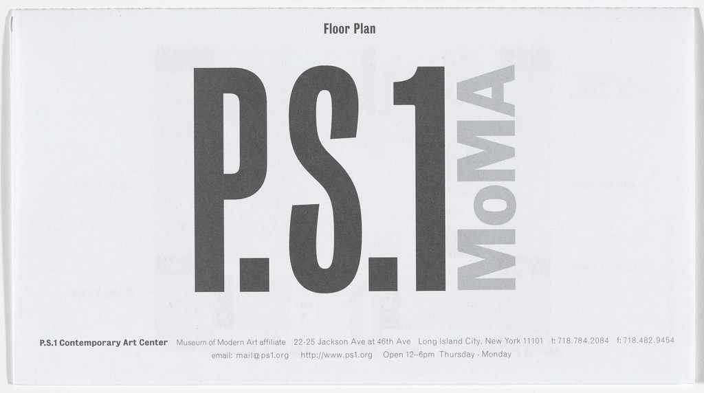 Exhibition floorplan for The Big Umbrella at MoMA PS1, New York, October 24, 2004–January 23, 2005