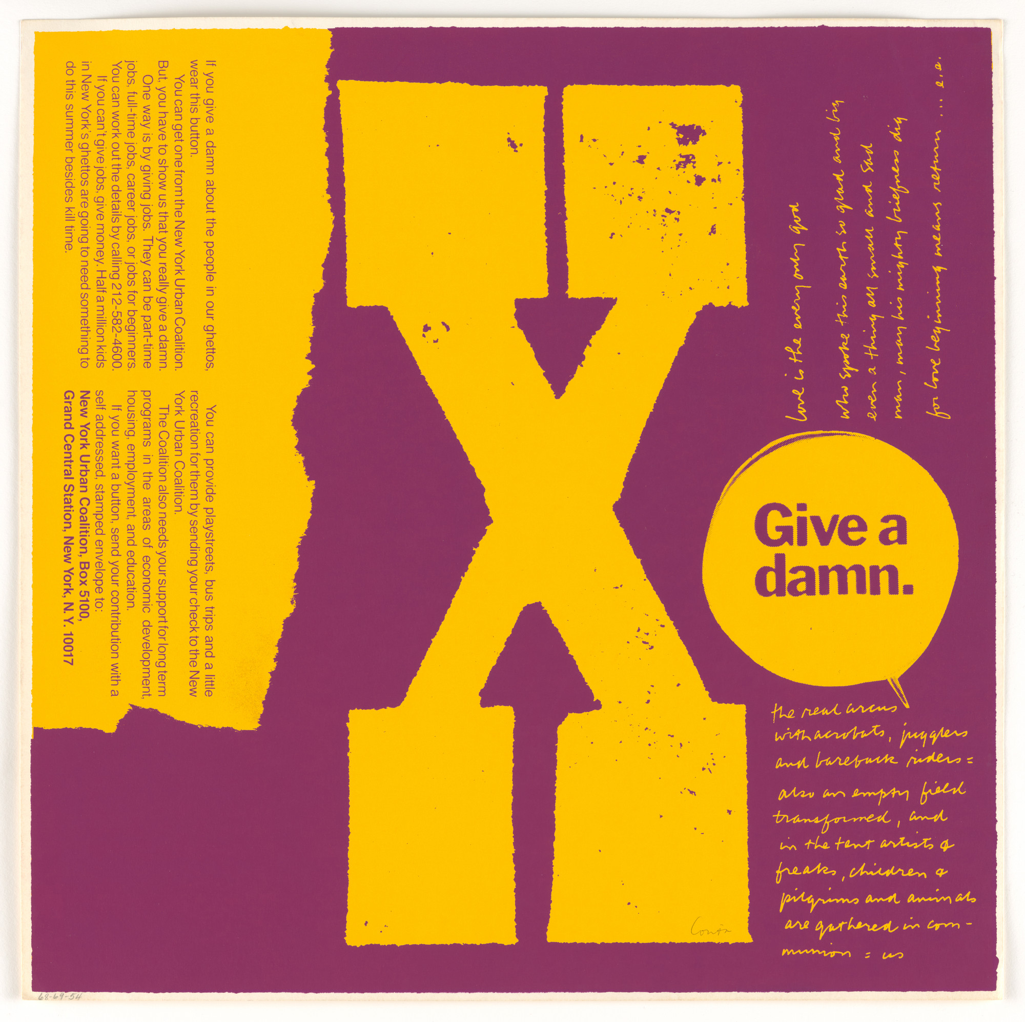 Corita Kent (Sister Mary Corita). X give a damn from circus