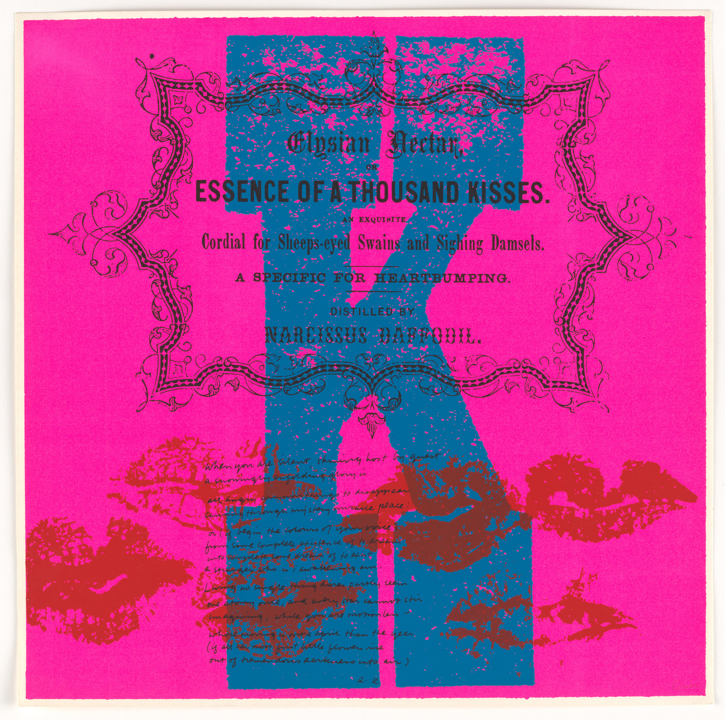 Corita Kent (Sister Mary Corita). K kiss from circus alphabet. 1968