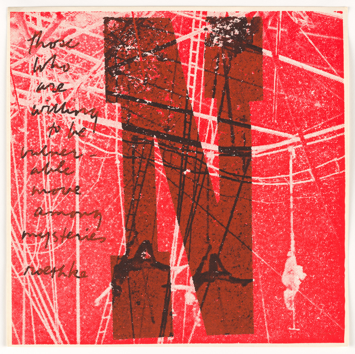 Corita Kent (Sister Mary Corita). N willing to be vulnerable from circus alphabet. 1968