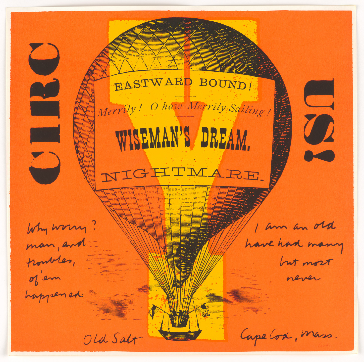 Corita Kent (Sister Mary Corita). Y why worry from circus alphabet. 1968