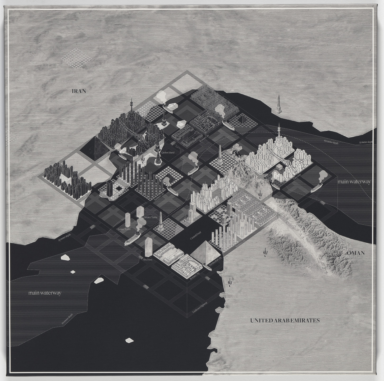 Rania Ghosn, El Hadi Jazairy. After Oil (Strait of Hormuz Grand Chessboard). 2016