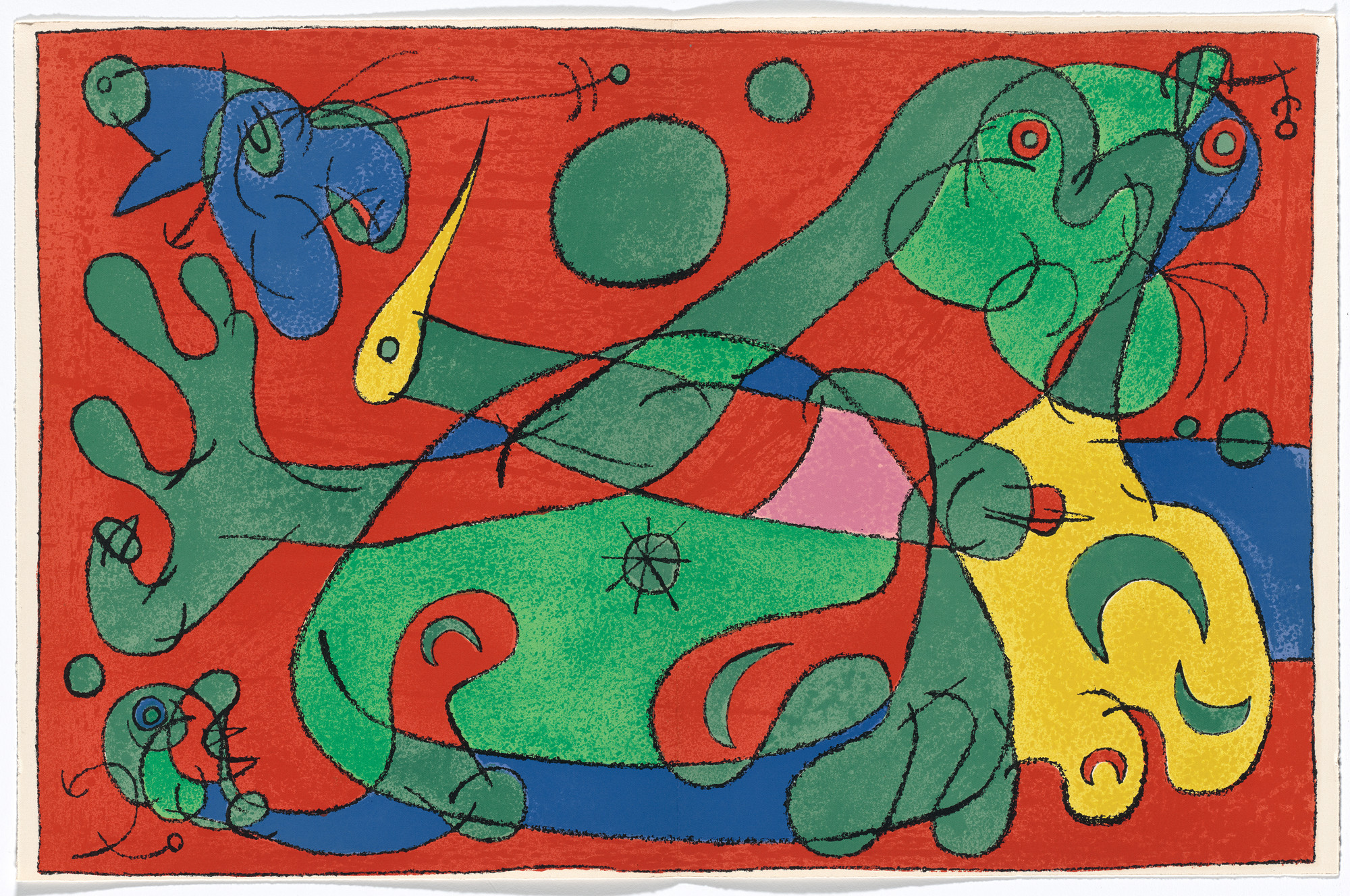 Joan Miró. Double page plate (between pages 96 and 97) from King Ubu ( Ubu Roi )