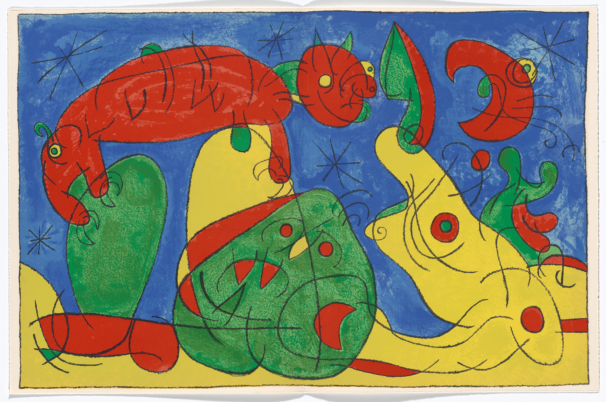 Joan Miró. Double page plate (between pages 104 and 105) from King Ubu ( Ubu Roi )