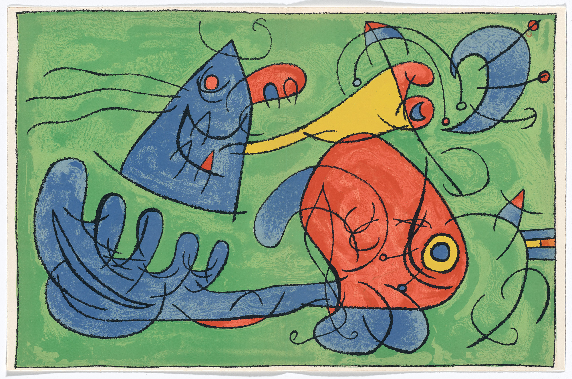 Joan Miró. Double page plate (between pages 108 and 109) from King Ubu (Ubu Roi)