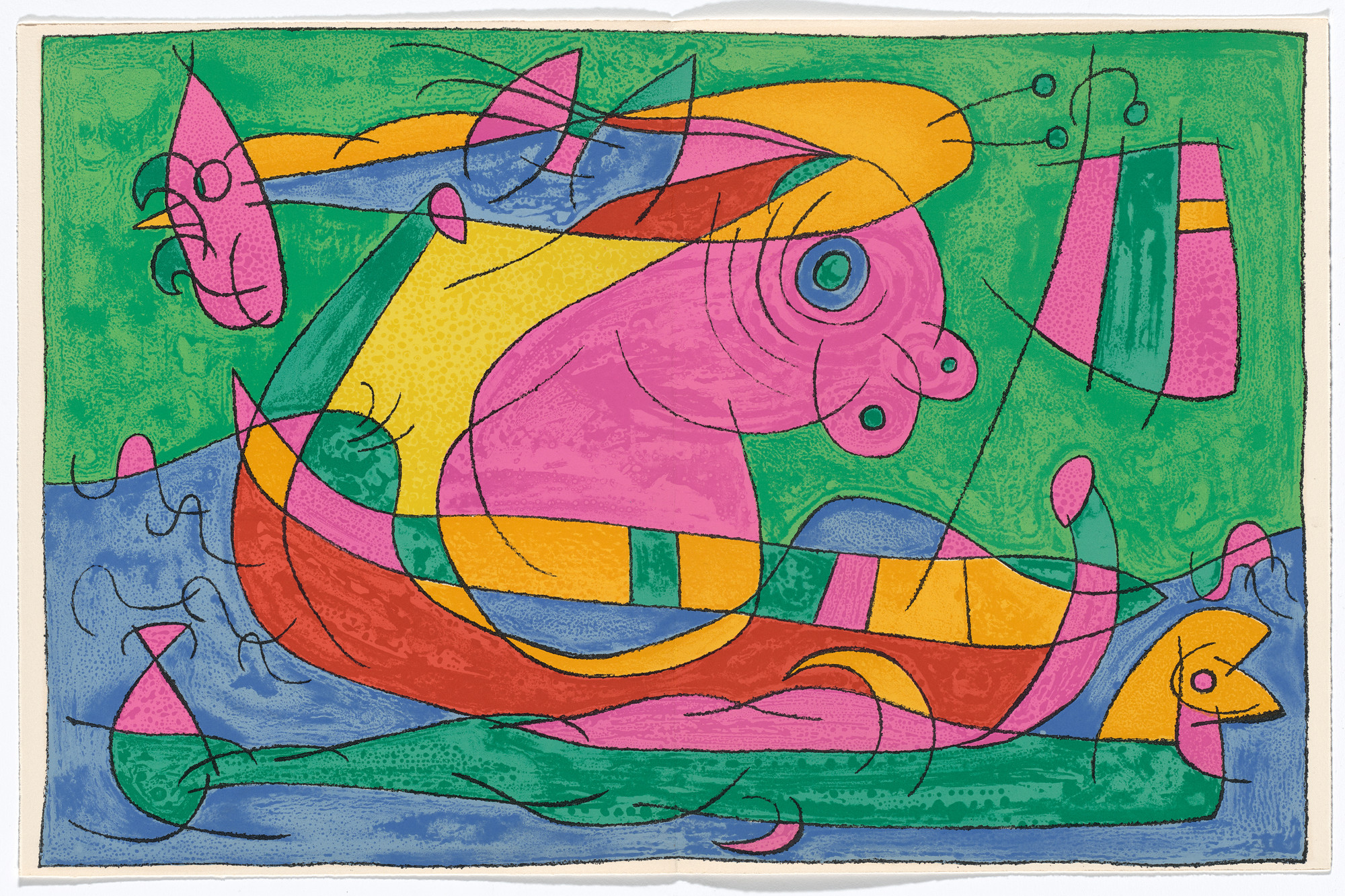 Joan Miró. Double page plate (between pages 132 and 133) from King Ubu ( Ubu Roi )