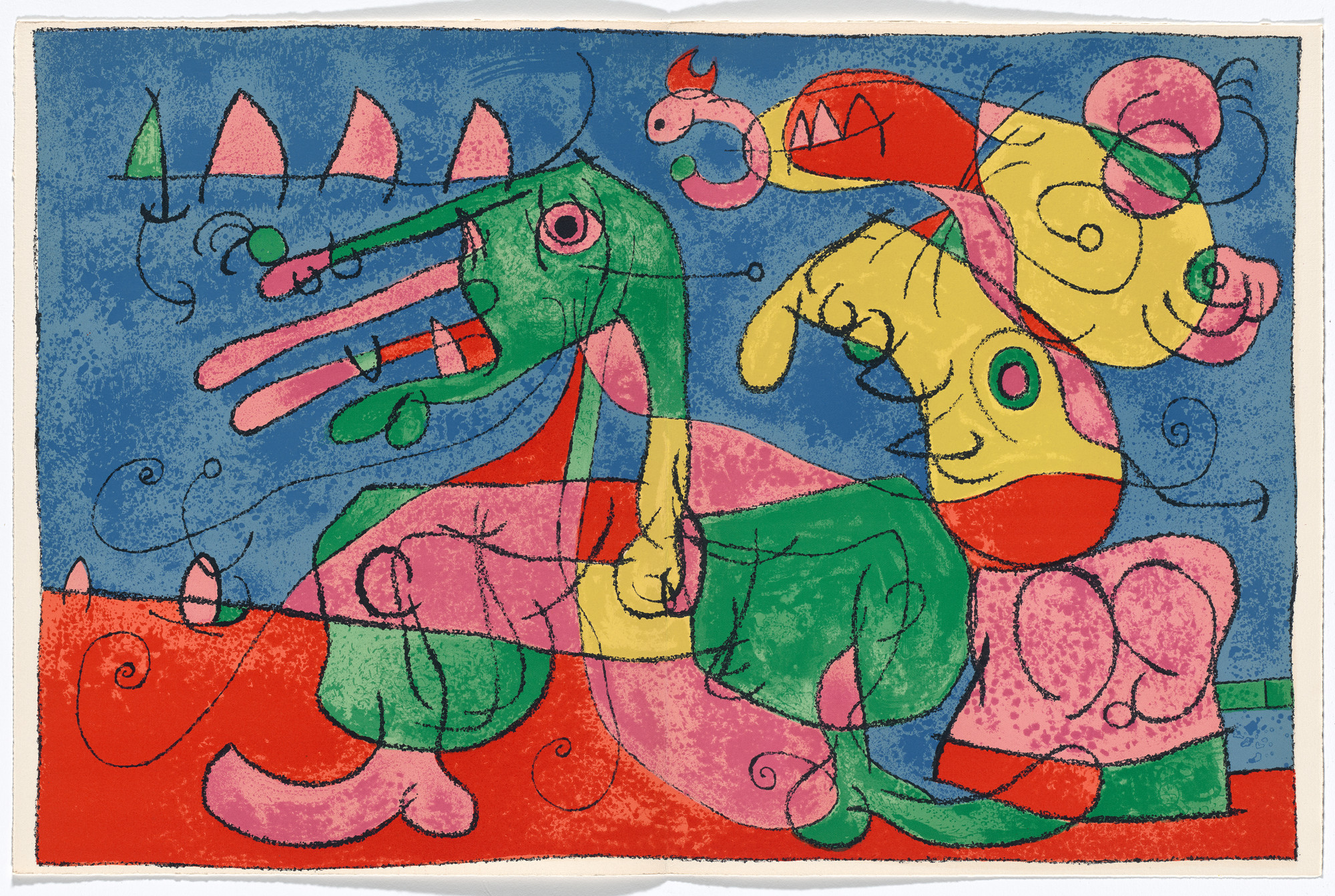 Joan Miró. Double page plate (between pages 72 and 73) from King Roi ( Ubu Roi )