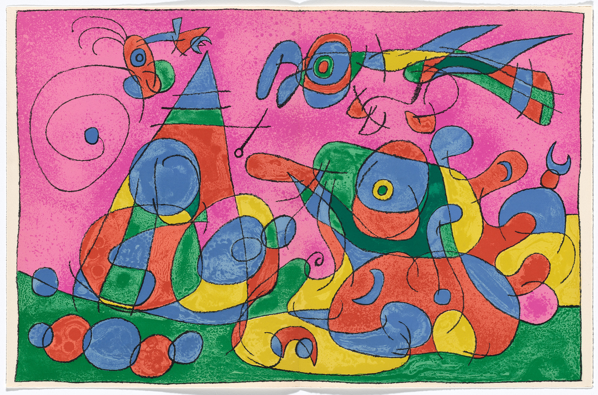 Joan Miró. Double page plate (between pages 84 and 85) from King Ubu ( Ubu Roi )