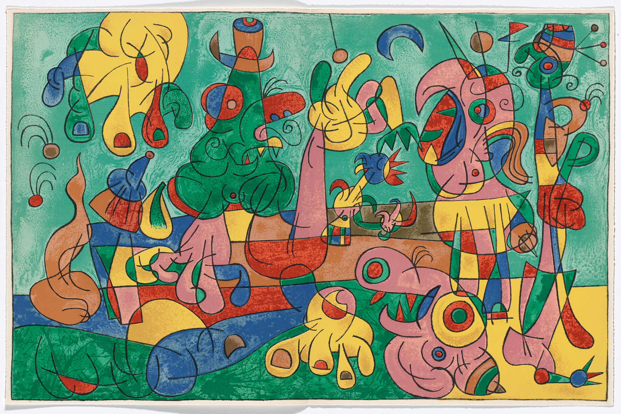 Joan Miró. Double page plate (between pages 20 and 21) from King Ubu ( Ubu Roi )