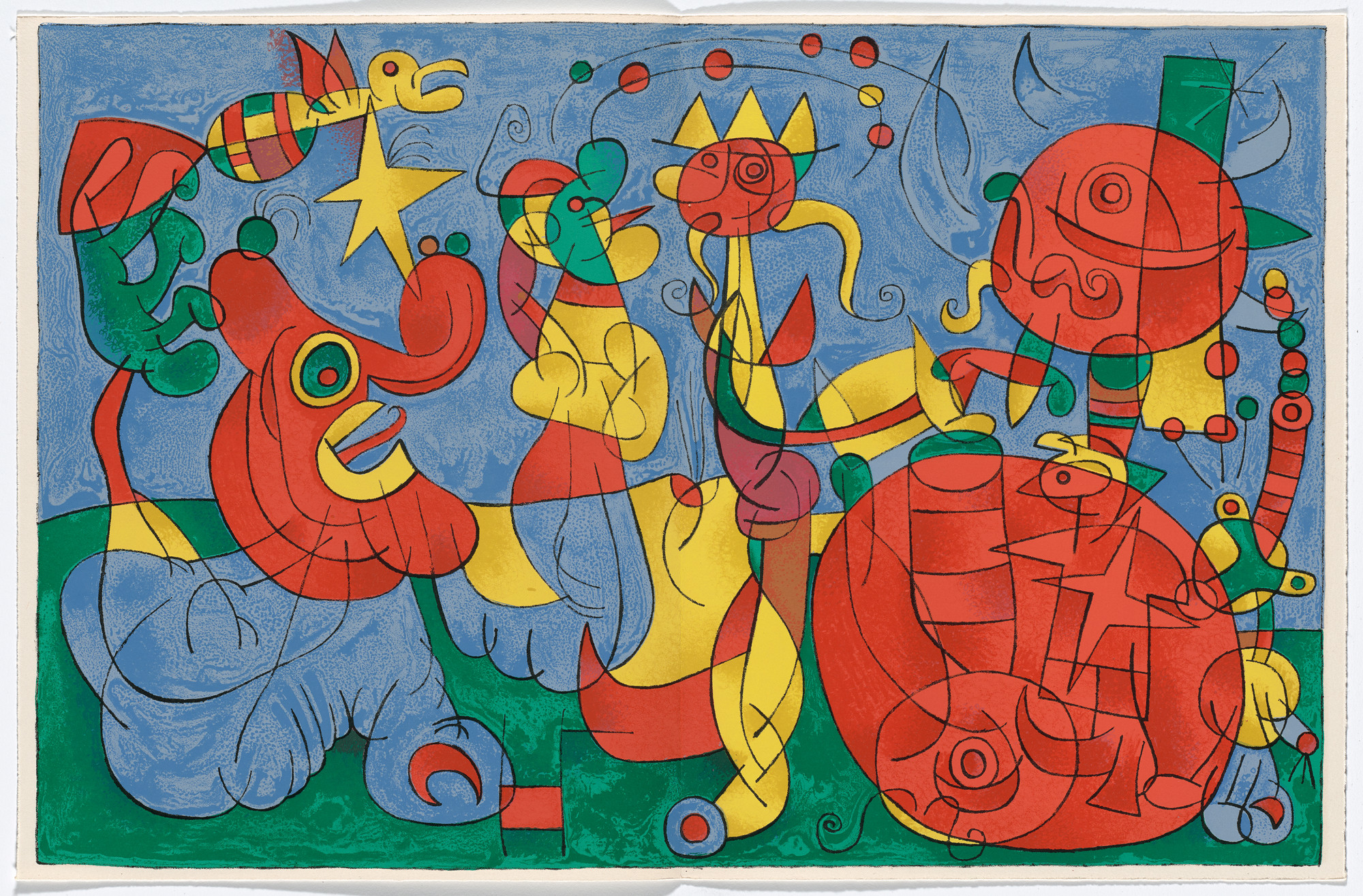 Joan Miró. Double page plate (between pages 28 and 29) from King Ubu (Ubu Roi)