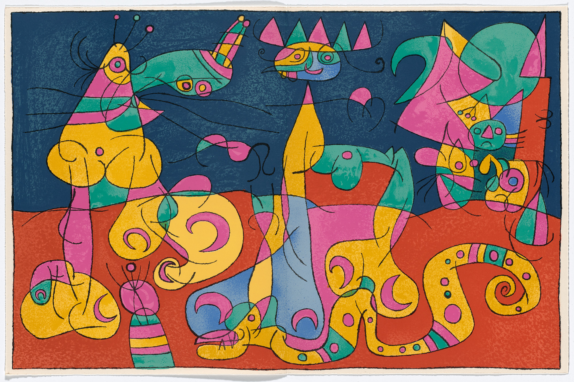 Joan Miró. Double page plate (between pages 36 and 37) from King Ubu (Ubu Roi)