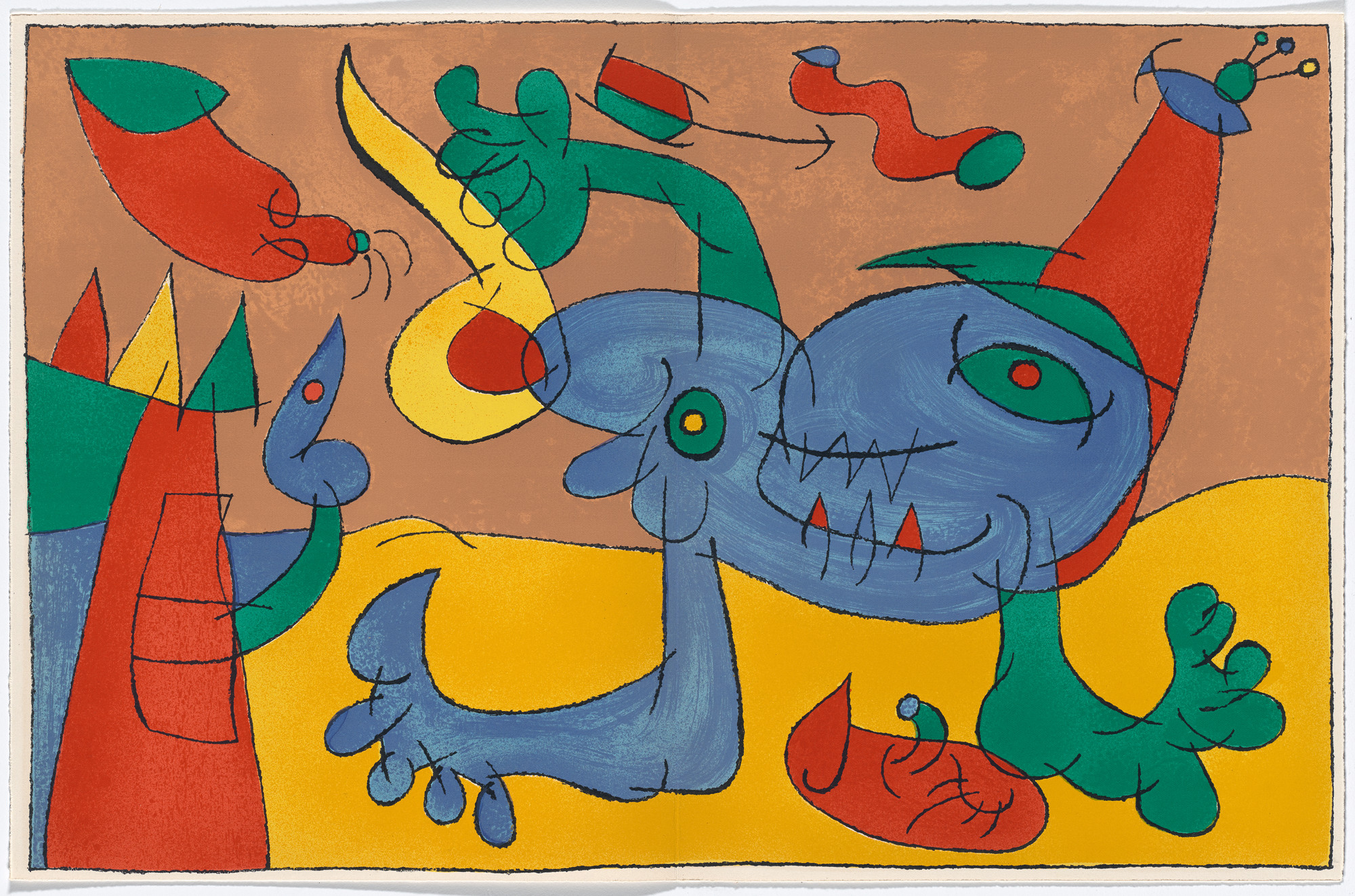 Joan Miró. Double page plate (between pages 40 and 41) from King Ubu (Ubu Roi)