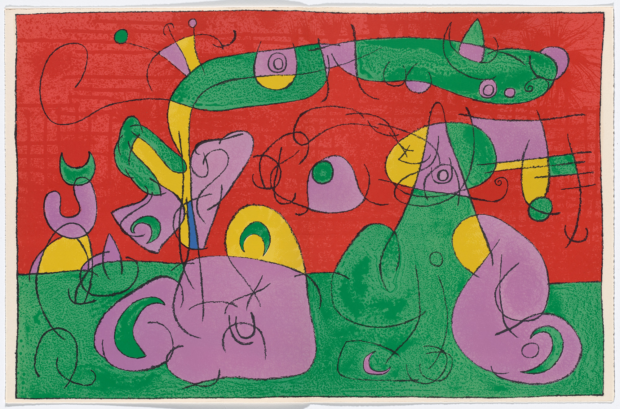 Joan Miró. Double page plate (between pages 44 and 45) from King Ubu ( Ubu Roi )