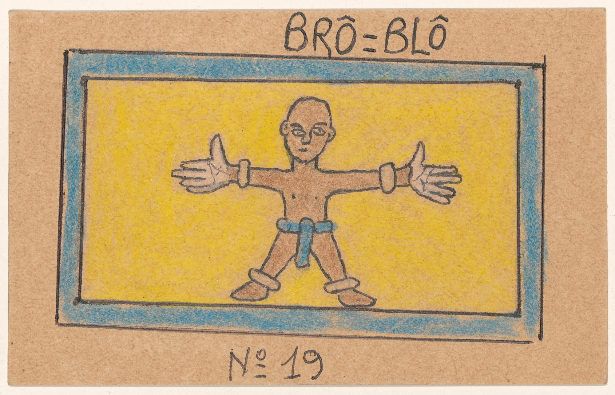 Frédéric Bruly Bouabré. BRÔ=BLÔ N° 19 from Alphabet Bété. 1990