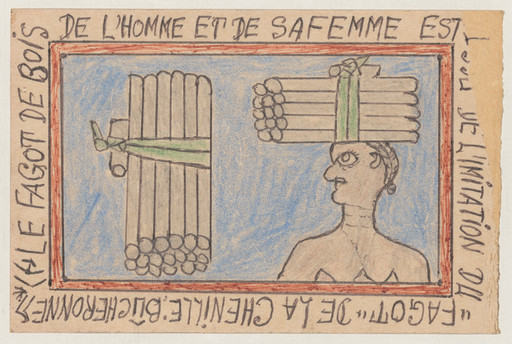 «Le fagot de bois de l'homme et de sa femme est issu de l'imitation du "fagot" de la chenille: bûcheronne» from Connaissance du Monde