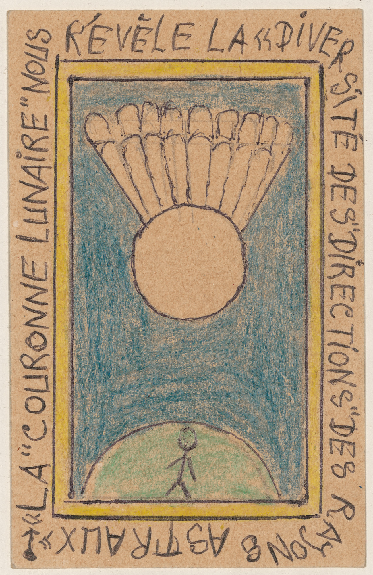 Frédéric Bruly Bouabré. «La "couronne lunaire" nous révèle la «diversité des "directions" des rayons astraux» from Connaissance du Monde