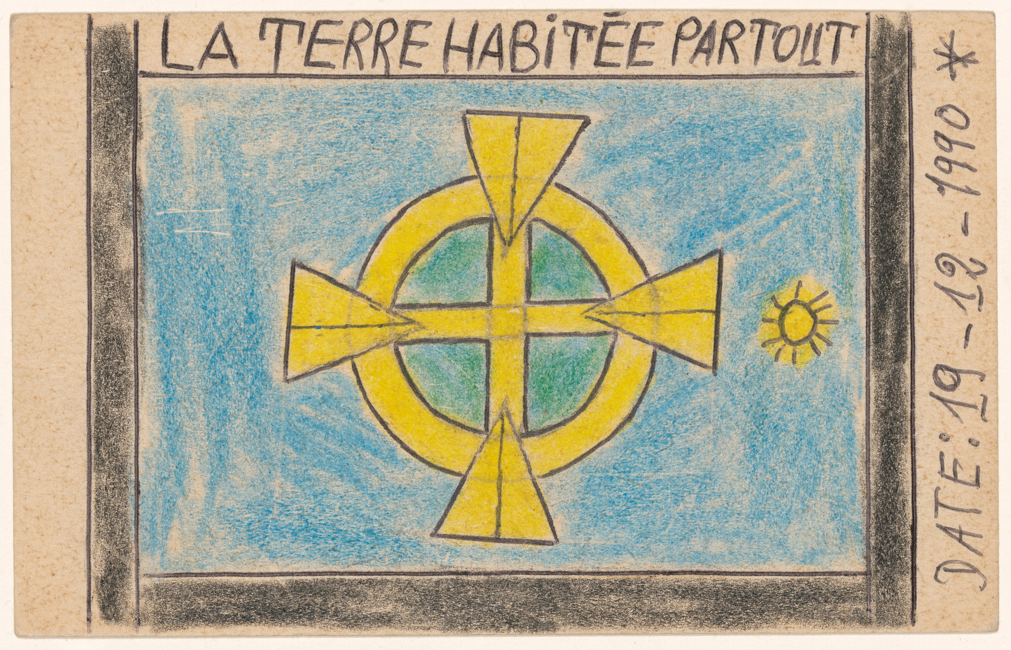 Frédéric Bruly Bouabré. La terre habitée partout Date: 19-12-1990 from Connaissance du Monde