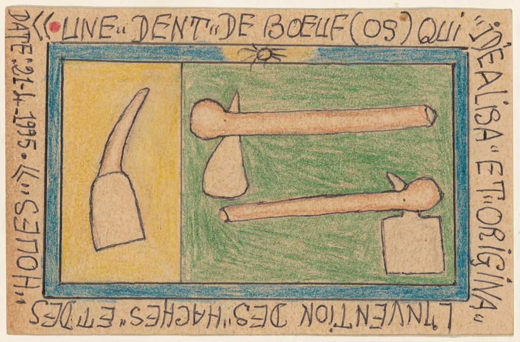 «Une "dent" de boeuf (os) qui "idéalisa" et "origina" l'invention des "haches" et des "houes"» Date: 21-4-1995 from Connaissance du Monde