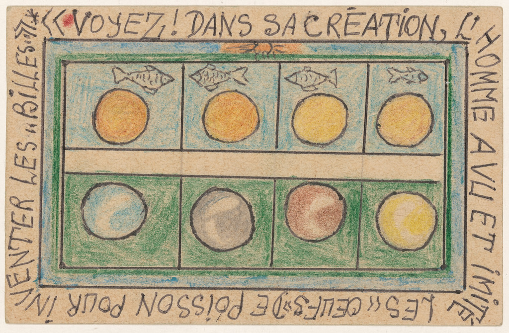 «Voyez! dans sa création, l'homme a vu et imité les "oeufs" de poisson pour inventer les "billes"» from Connaissance du Monde