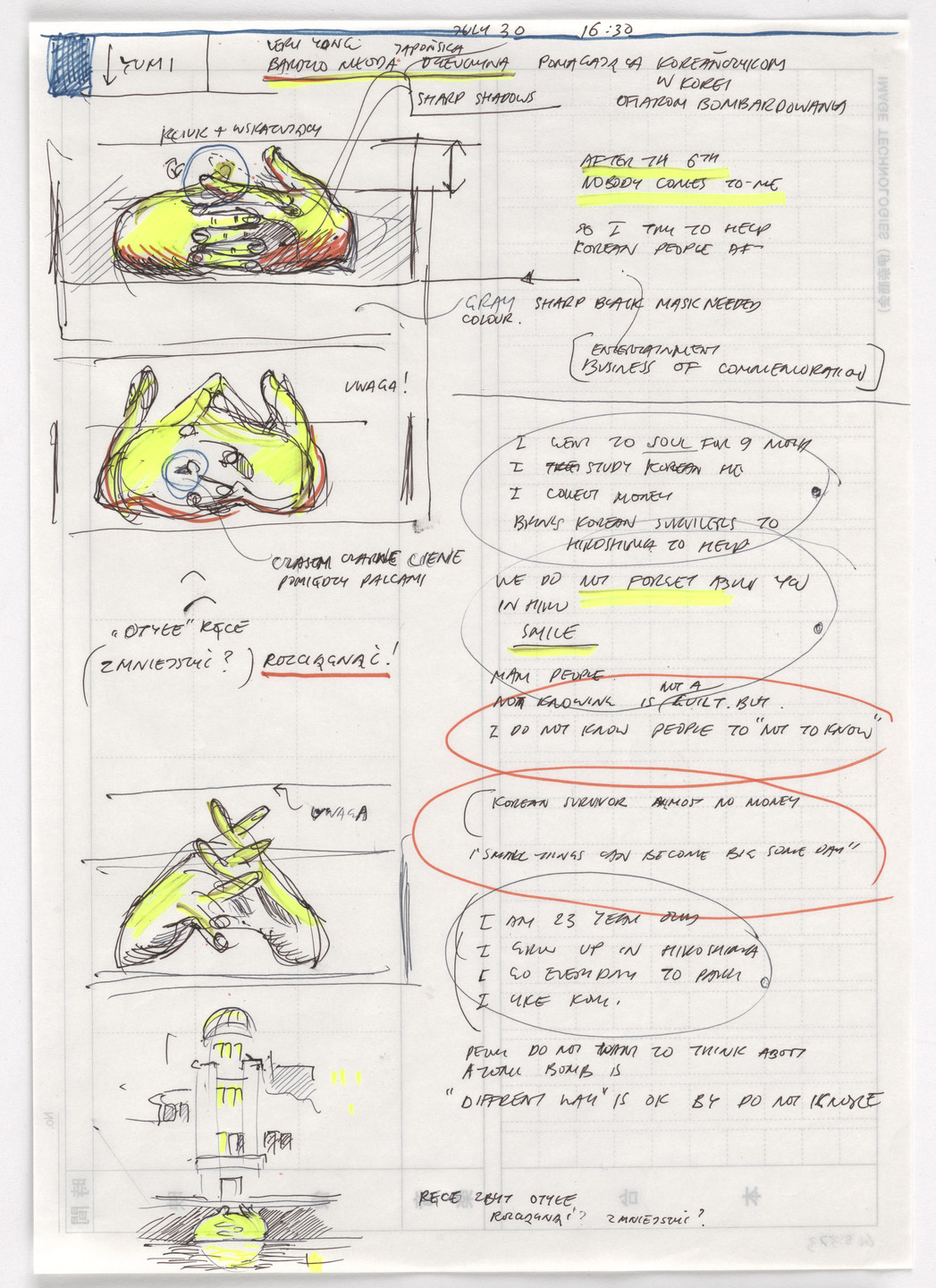 Krzysztof Wodiczko. Studies for Hiroshima Projection. 1999