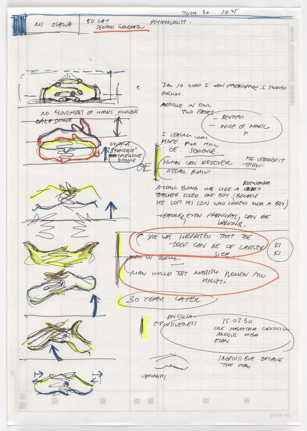 Krzysztof Wodiczko. Studies for Hiroshima Projection. 1999
