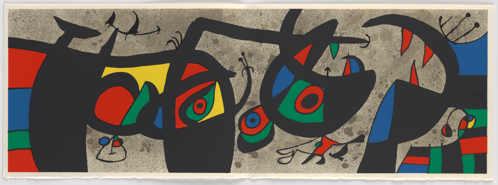 Joan Miró. Double page plate (folios 8 verso and 9) from Le Lézard aux plumes d'or (The Lizard with Golden Feathers)