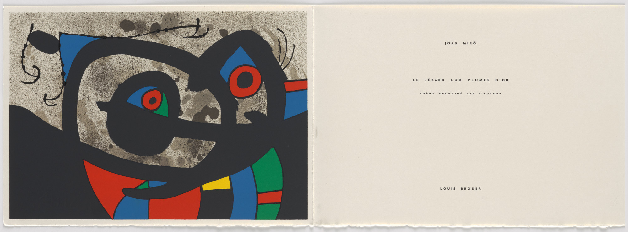 Joan Miró. Frontispiece from Le Lézard aux plumes d'or (The Lizard with Golden Feathers)