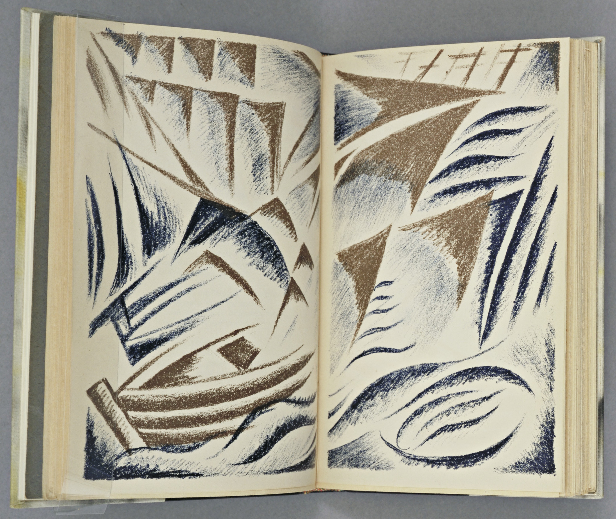 Natalia Goncharova. Double page plate (between pages 38 and 39) from Vertogradari Nad Lozami ( Gardeners over the Vines )