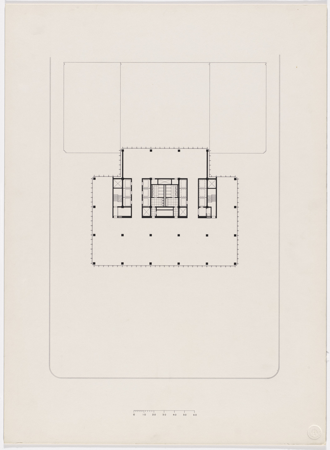 Ludwig Mies van der Rohe, Philip Johnson, Kahn &amp; Jacobs. Seagram Building, New York City, New York (Floor plan). 1954–1958