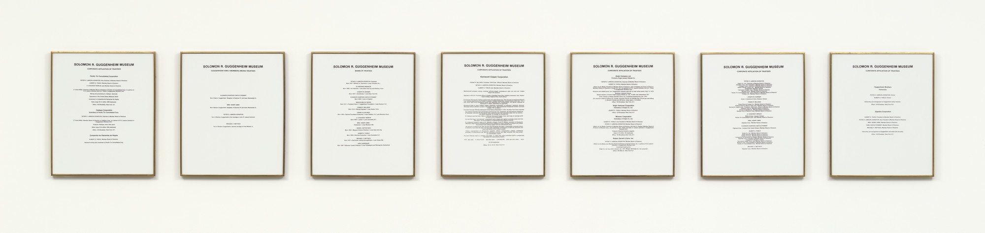 Hans Haacke. Solomon R. Guggenheim Museum Board of Trustees. 1974