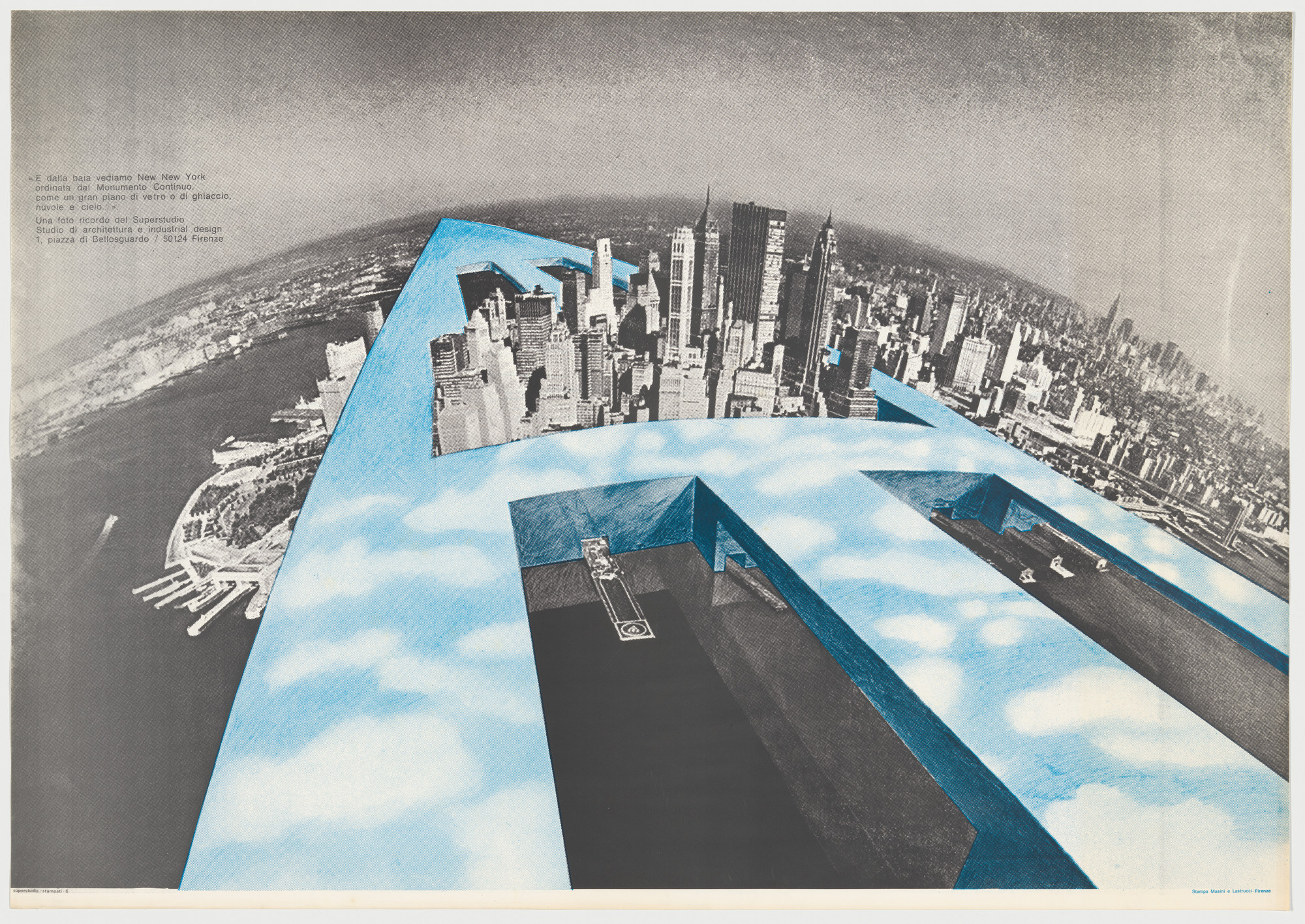 Superstudio, Gian Piero Frassinelli, Alessandro Magris, Roberto Magris, Adolfo Natalini, Cristiano Toraldo di Francia, Alessandro Poli. The Continuous Monument: New York, project. 1969