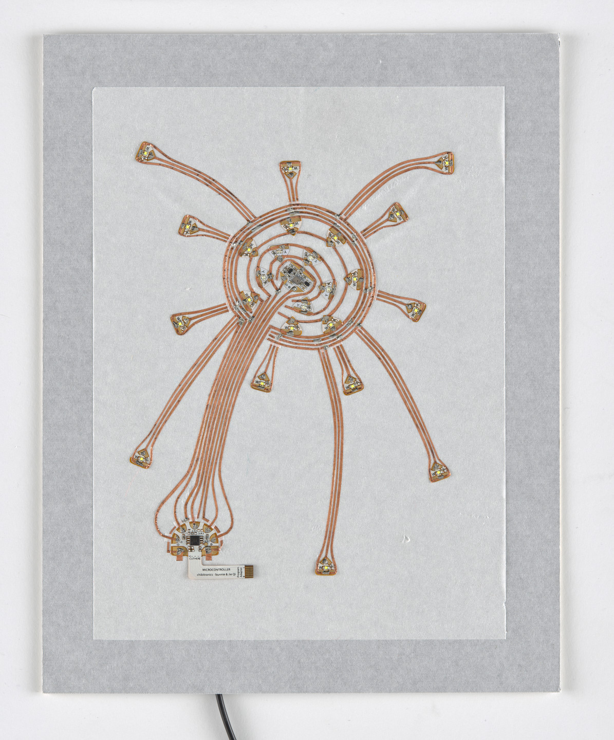 Jie Qi, Andrew &#34;Bunnie&#34; Huang. Circuit Stickers (Dandelion) (Painting demonstrating Circuit Sticker capabilities). 2014
