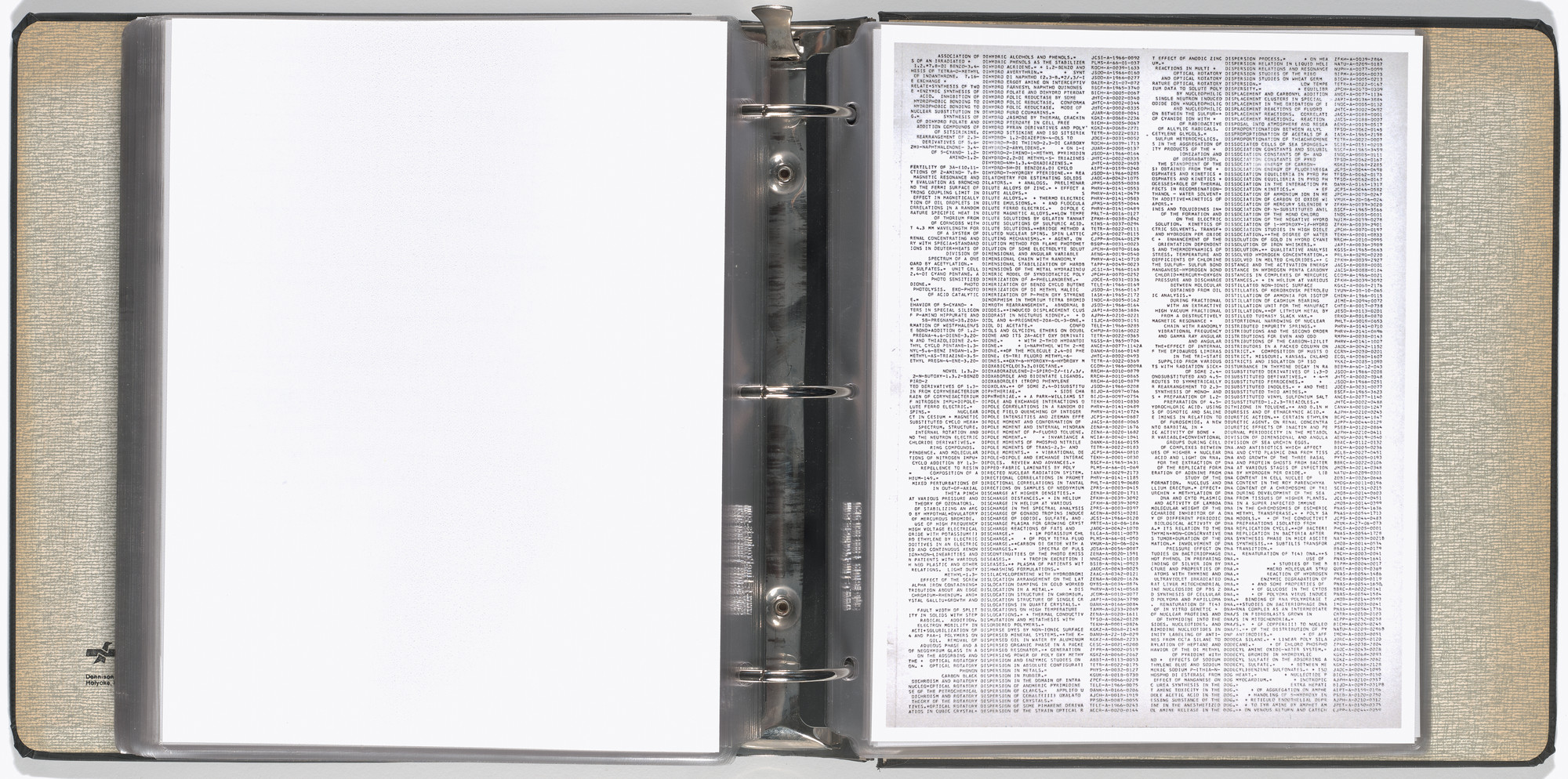 Mel Bochner, Carl Andre, Arthur Babakhanian, Jo Baer, John Cage, M. Carsiodes, Tom Clancy, Dan Flavin, James Ingo Freed, Milton Glaser, Dan Graham, Eva Hesse, Alfred Jensen, Donald Judd, Michael Kirby, William Kolakoski, Robert Lepper, Sol LeWitt, Robert Mangold, Robert Moskowitz, Tom Russell, Scientific American, Robert Smithson, Kenneth Snelson, Karlheinz Stockhausen, Tippetts-Abbett-McCarthy-Stratton (Engineers and Architects), Various Artists. Working Drawings and Other Visible Things on Paper Not Necessarily Meant to be Viewed as Art. 1966