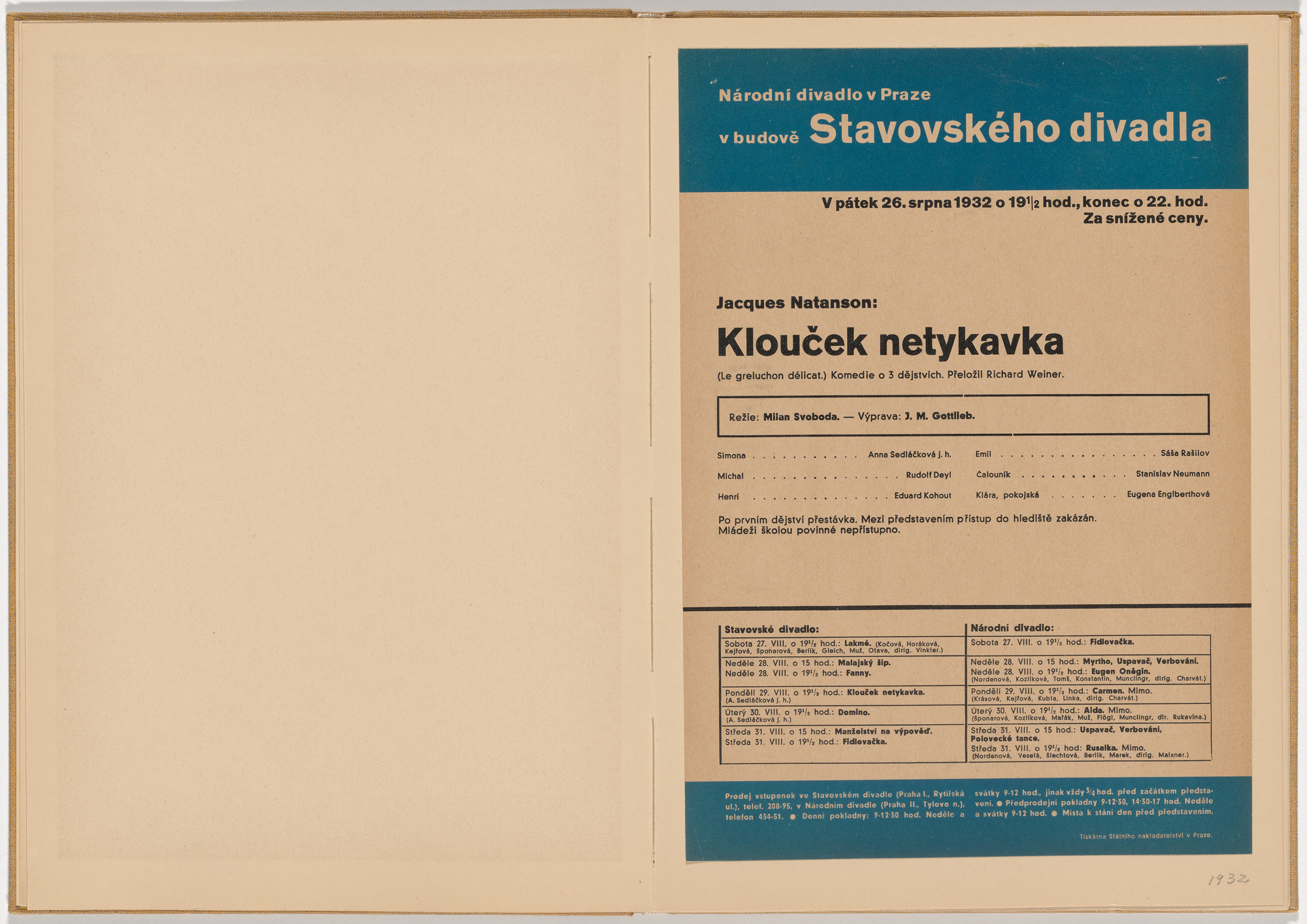 Ladislav Sutnar. Theater Signs and Forms (Divadelní cedule a tiskopisy). c. 1938
