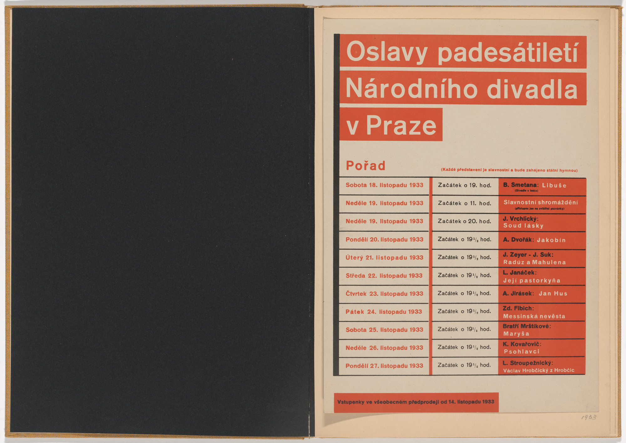 Ladislav Sutnar. Theater Signs and Forms (Divadelní cedule a tiskopisy). c. 1938