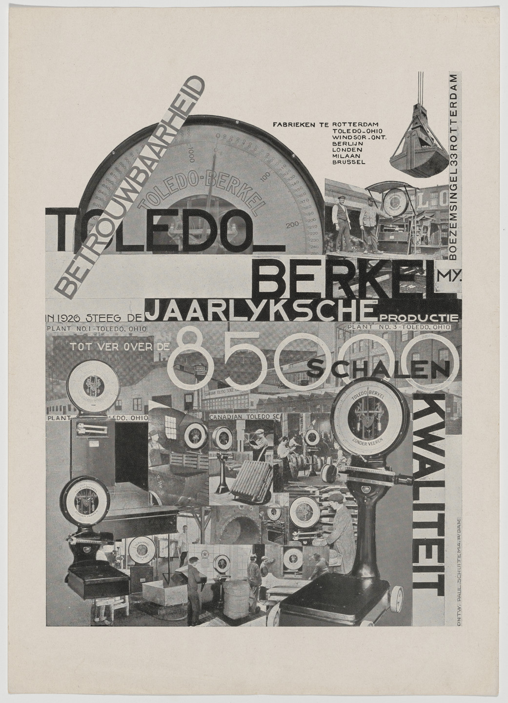 Paul Schuitema. Advertisement for Berkel Toledo scales. 1926