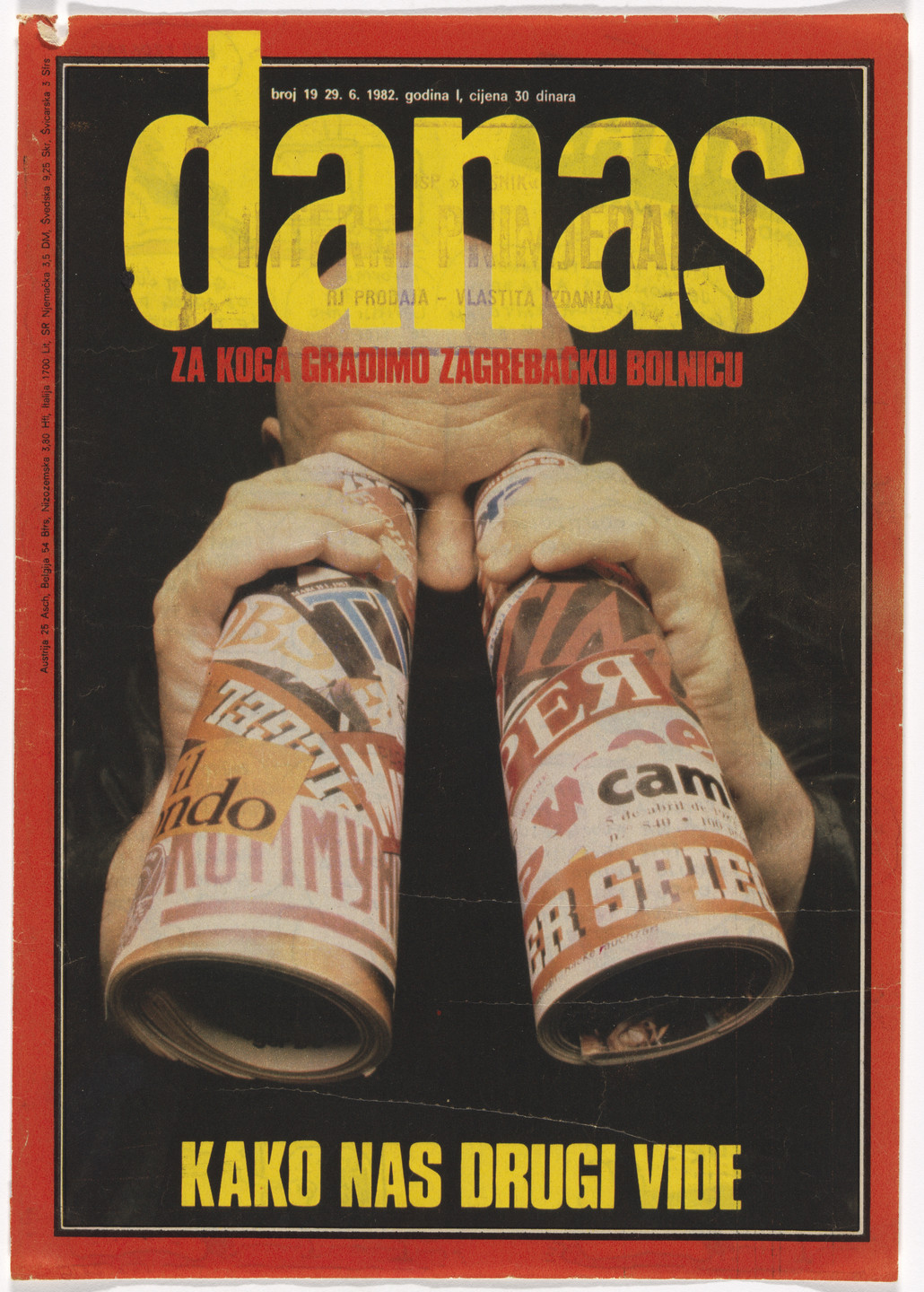 Mirko Ilić, Željko Koprolčec. Kako nas drugi vide (How others see us) (Design for the cover of Danas magazine no. 19). 1982